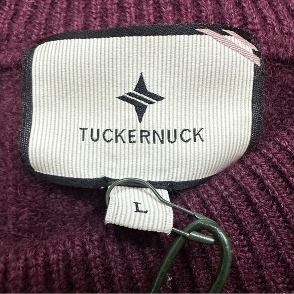 Tuckernuck 100% Cashmere Eloise Cable Knit Boyfriend Oxblood Sweater LARGE NWT - Picture 6 of 13
